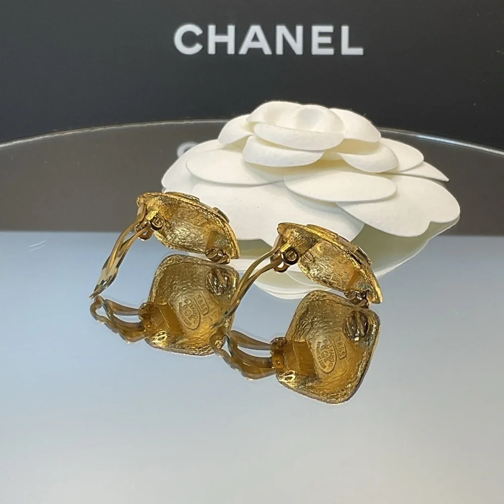 Chanel CC Diamond Shape Clip On Earrings